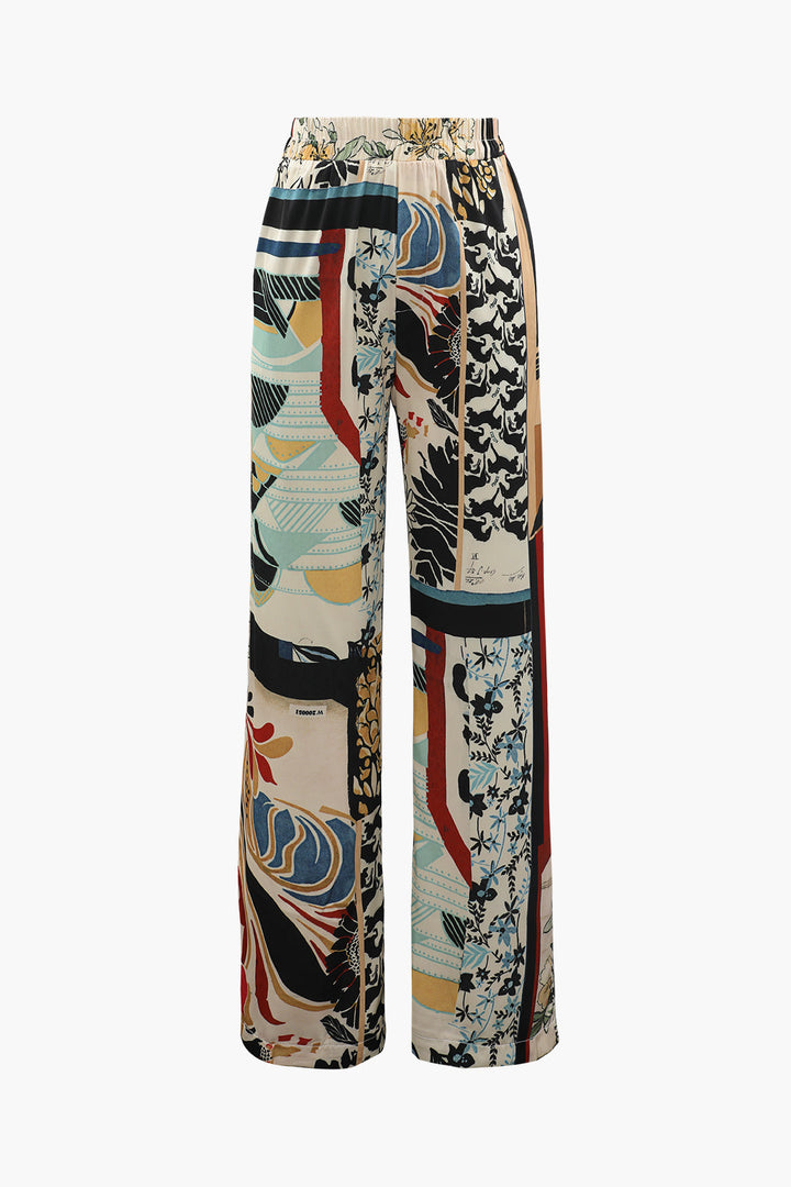 Phoebe™ | High-Waisted Straight-Leg Pants with Floral Pattern