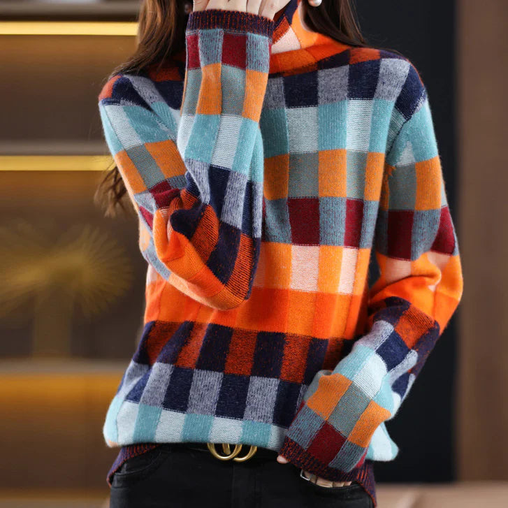 AMELIE TRICOTÉ PATCHWORK TURTLENECK