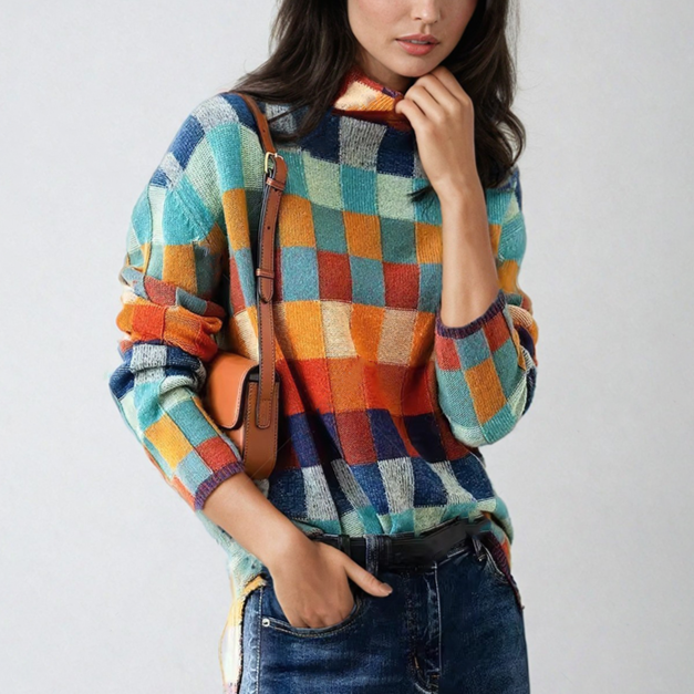 AMELIE TRICOTÉ PATCHWORK TURTLENECK