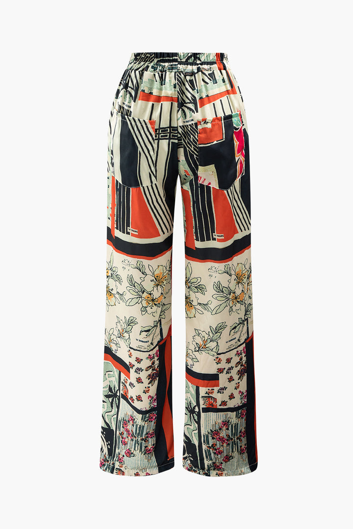 Phoebe™ | High-Waisted Straight-Leg Pants with Floral Pattern