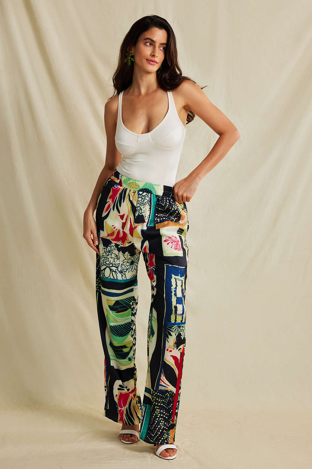 Phoebe™ | High-Waisted Straight-Leg Pants with Floral Pattern