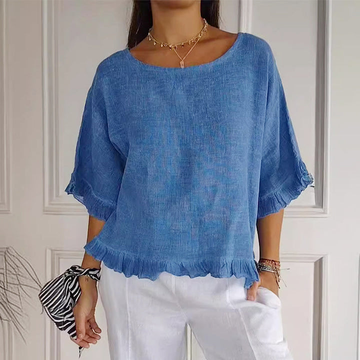 Grace | Summer cotton-linen top with a loose fit