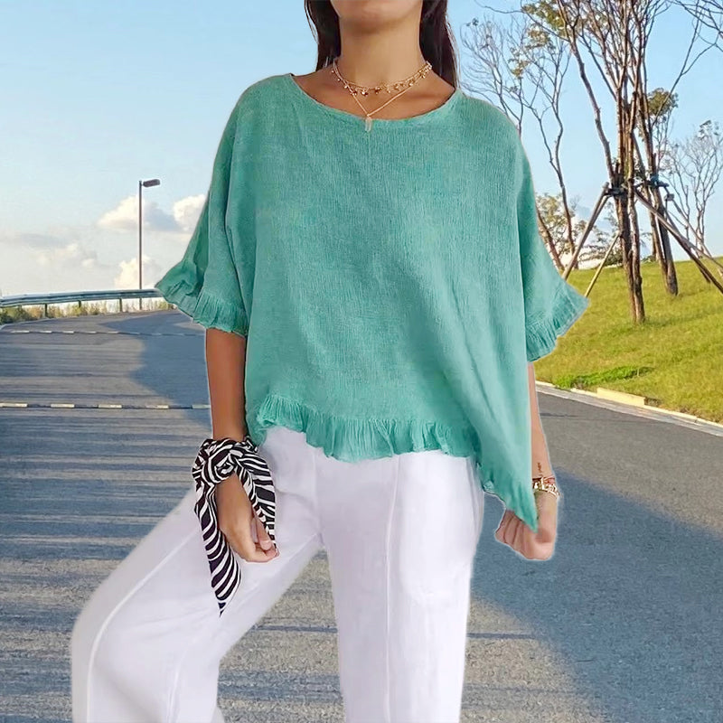 Grace | Summer cotton-linen top with a loose fit